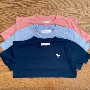 Abercrombie Kids Short Sleeve Tee Trio - Navy, Heather Blue, Heather Red